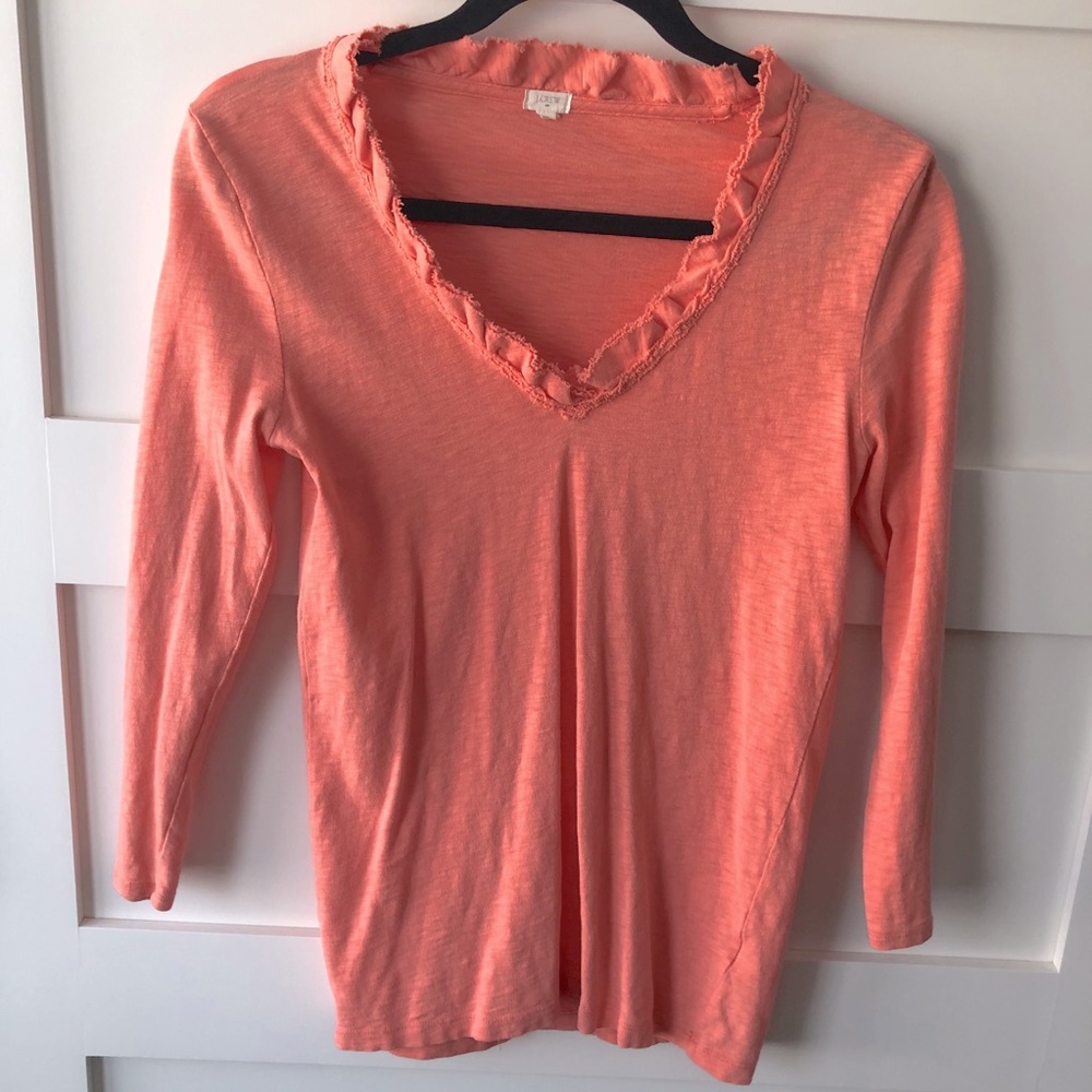 J. Crew 3/4 Sleeve Top - Coral - Medium
